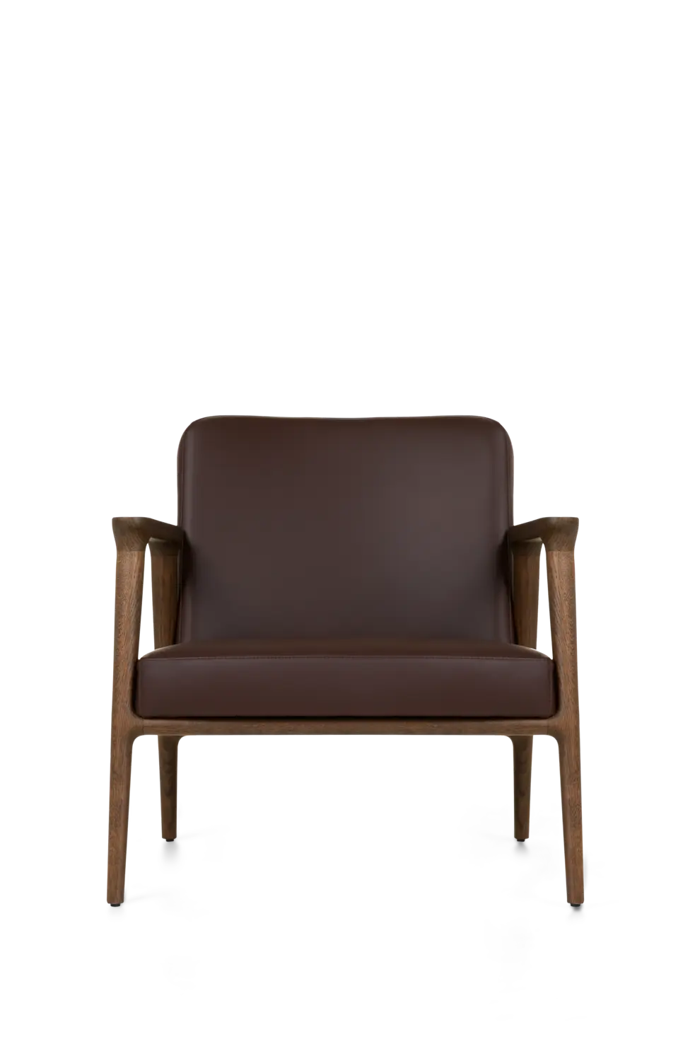 Zio Lounge Chair Spectrum brown with cinnamon legs front view